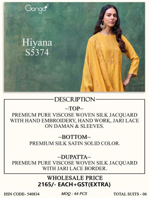 Ganga hiyana 5374 silk dress material wholesale online shopping